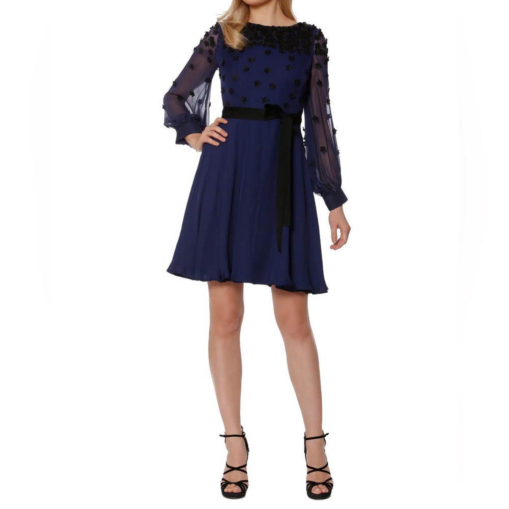NWT Shani Georgette Appliqué Fit and Flare Cocktail Dress Women’s Size 6